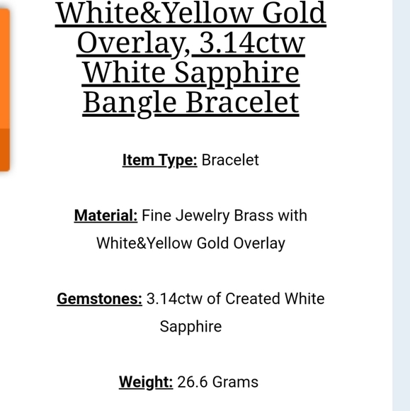 White & Yellow Gold Overlay 3.14 White Sapphire - Picture 3 of 13